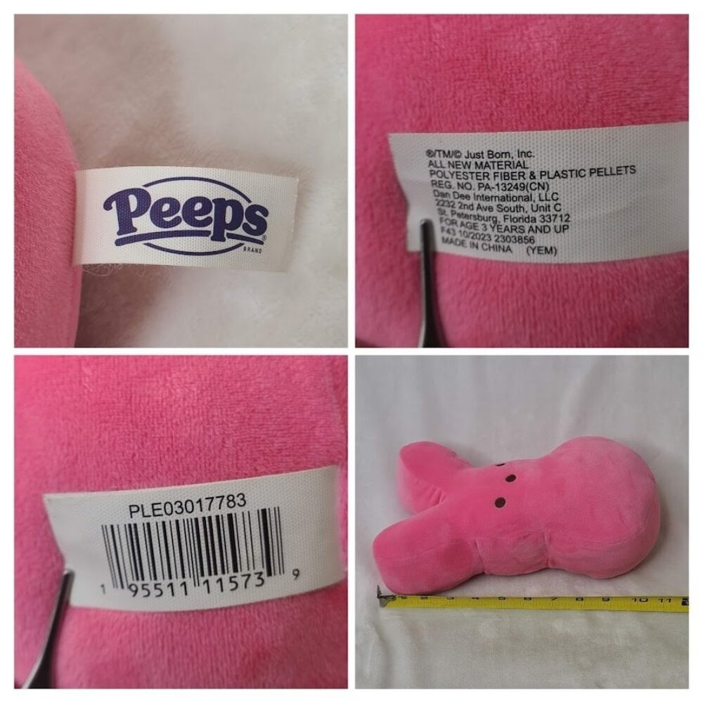 Peeps Plush Bunny Pink Rabbit 11" Stuffed Animal Just Born 2023 - Picture 7 of 8